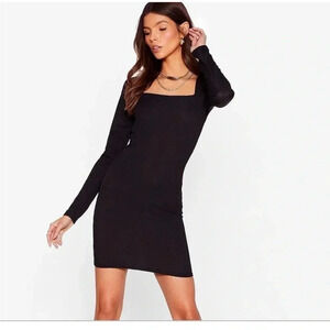 Nasty Gal Black Long Sleeved Bodycon Dress